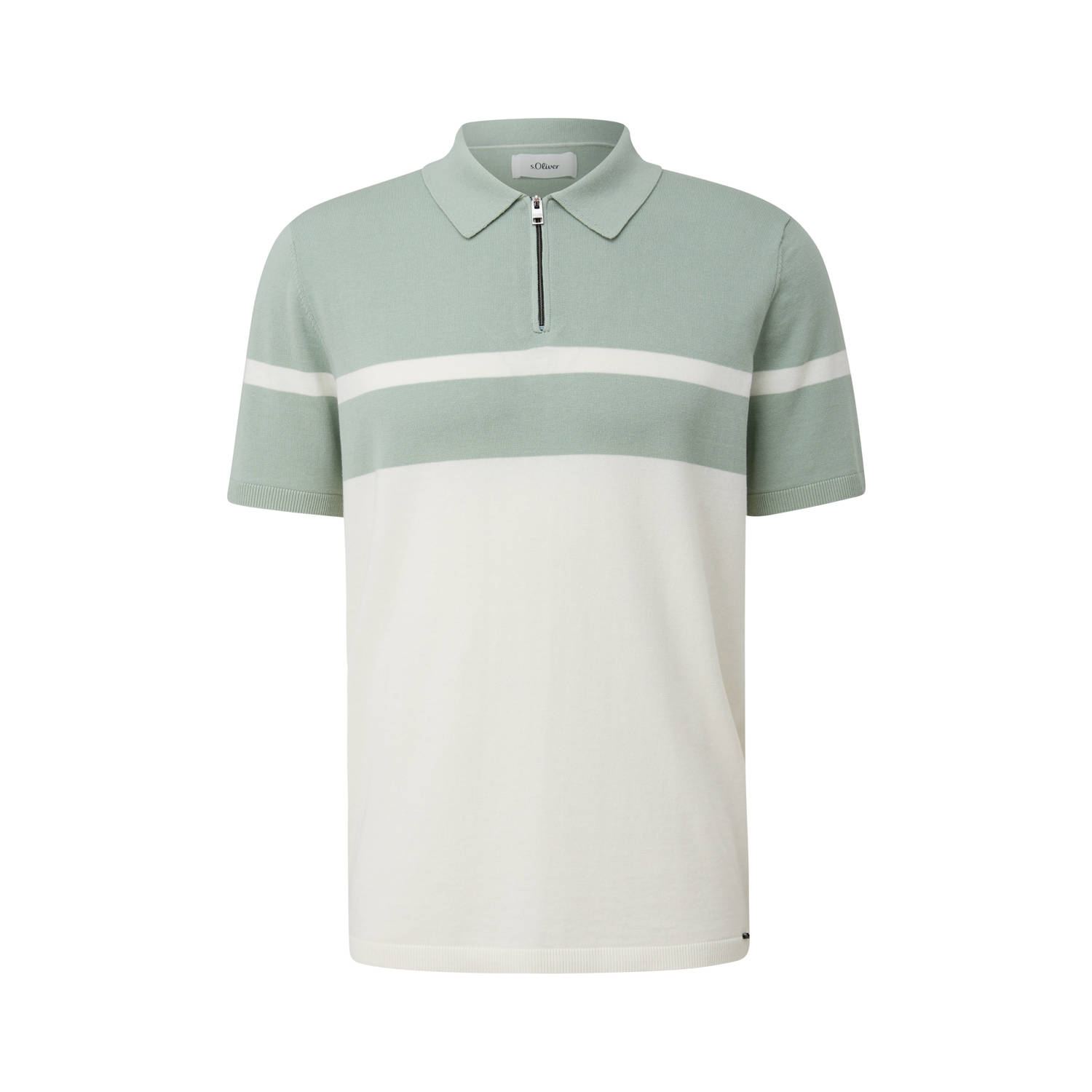 s.Oliver BLACK LABEL gestreepte regular fit polo groen wit