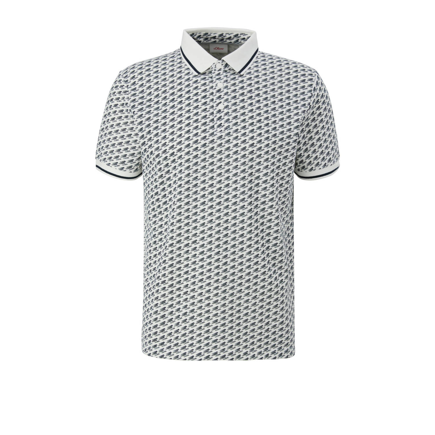 S.Oliver regular fit polo met all over print wit grijs