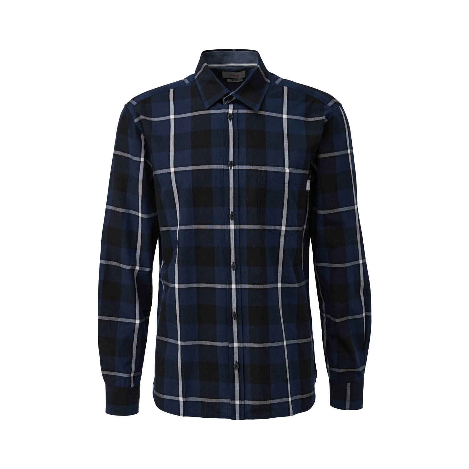 S.Oliver geruit regular fit overhemd blauw