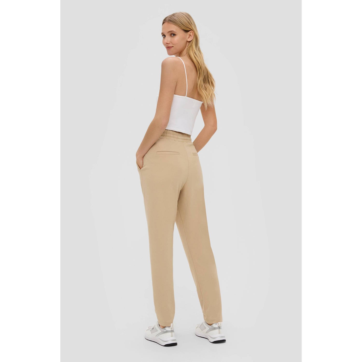 Q S by s.Oliver tapered fit broek beige