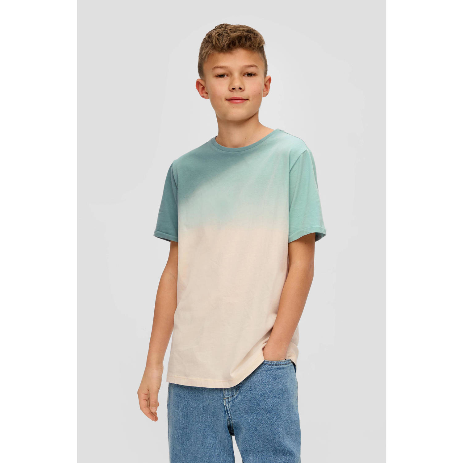 s.Oliver dip-dye T-shirt turquoise beige