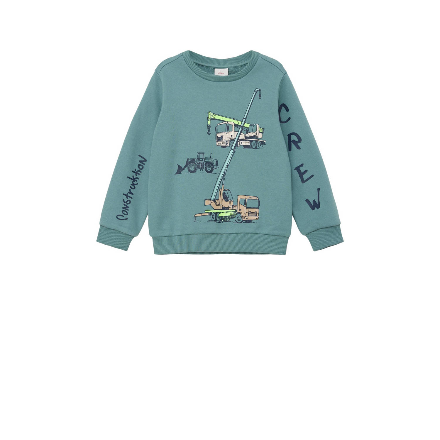 S.Oliver sweater met printopdruk petrol groen Printopdruk 104 110