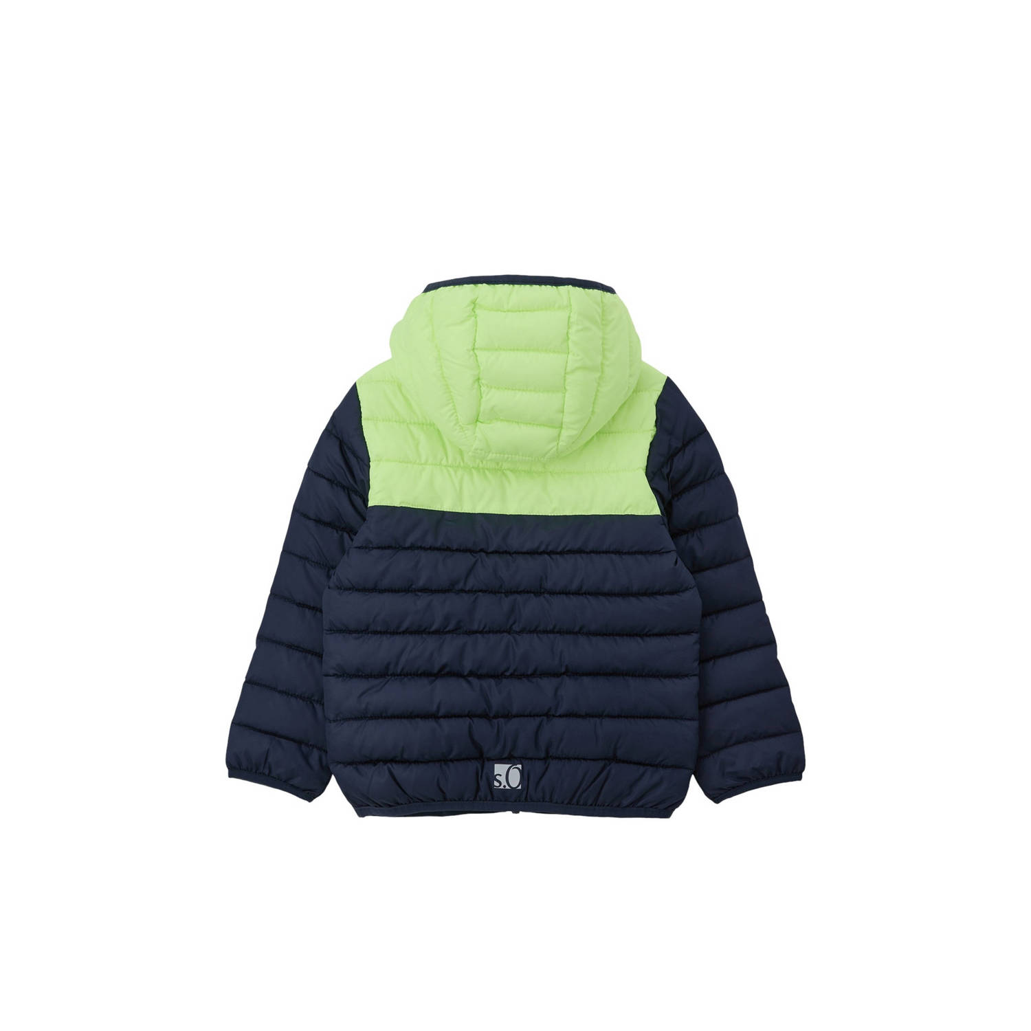 s.Oliver gewatteerde zomerjas donkerblauw lime groen