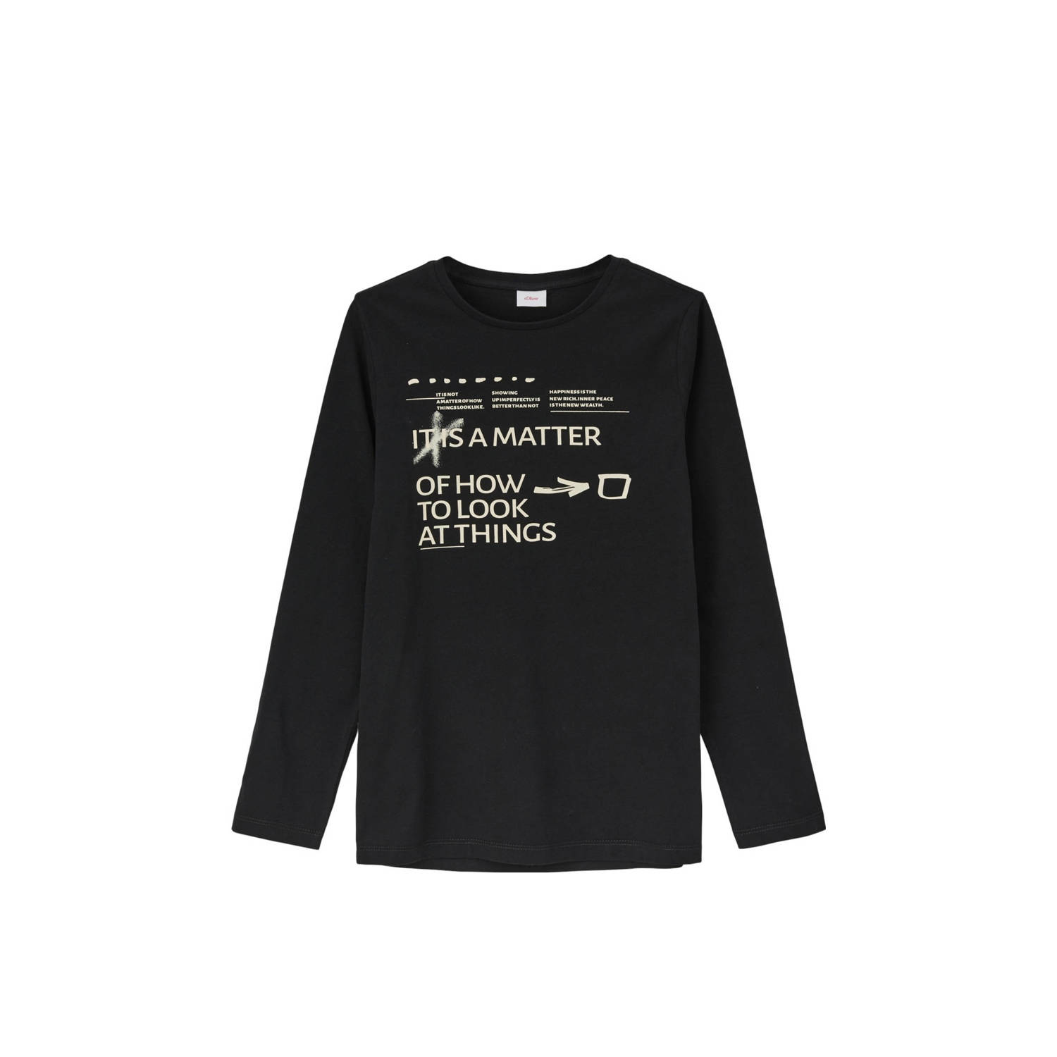 S.Oliver longsleeve met printopdruk zwart Jongens Katoen Ronde hals Printopdruk 170 176
