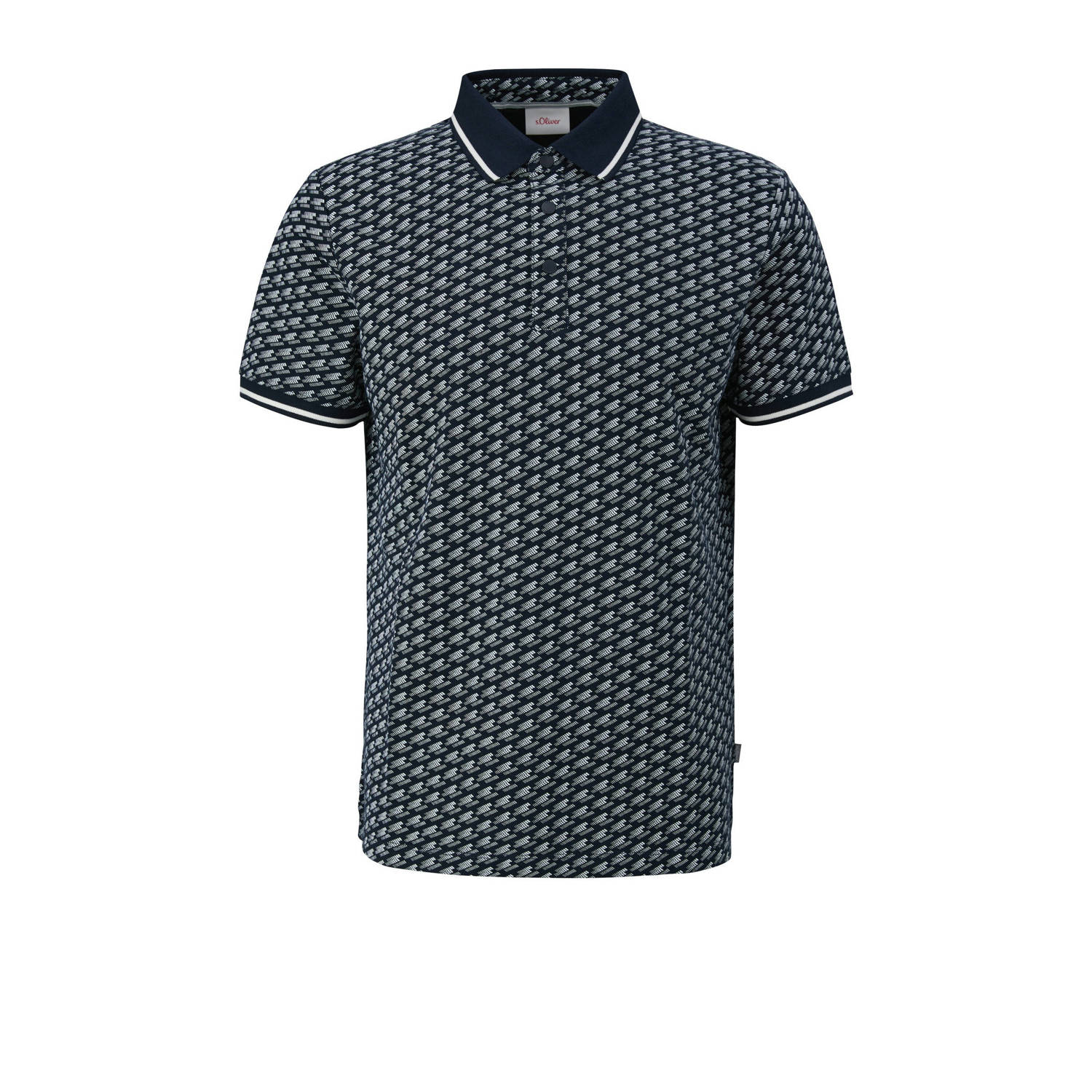 S.Oliver regular fit polo met all over print donkerblauw