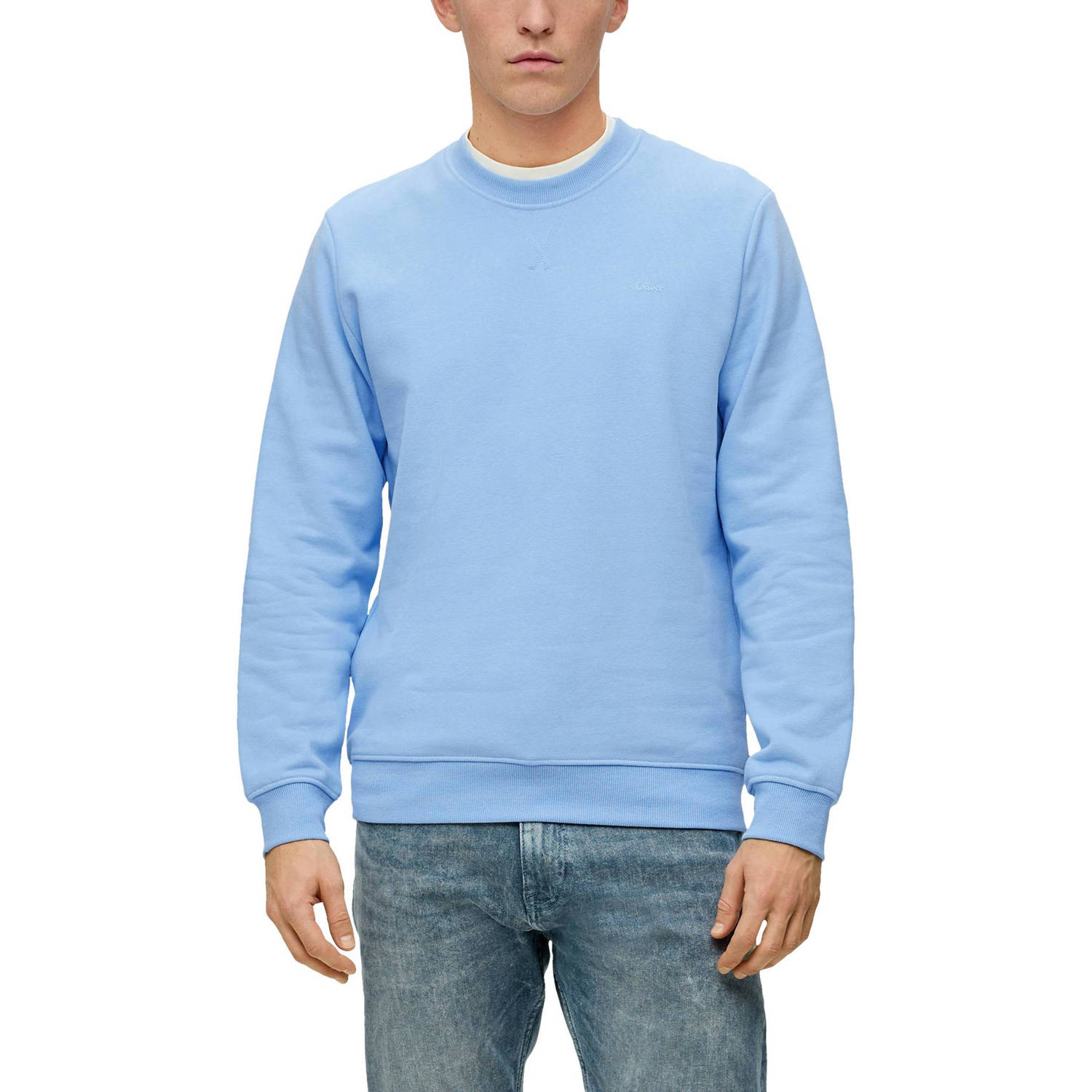 s.Oliver sweater met logo lichtblauw