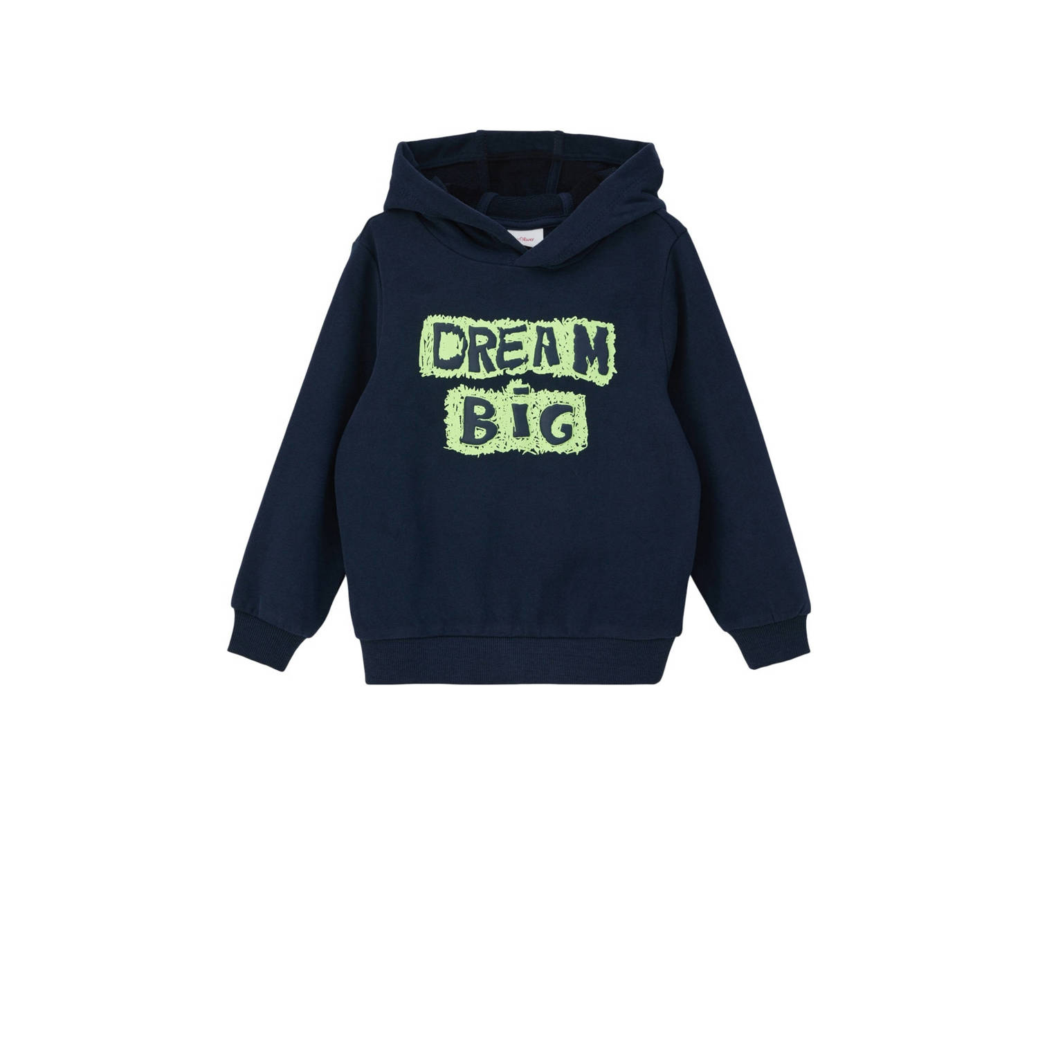 S.Oliver hoodie met tekst donkerblauw Sweater Tekst 104 110