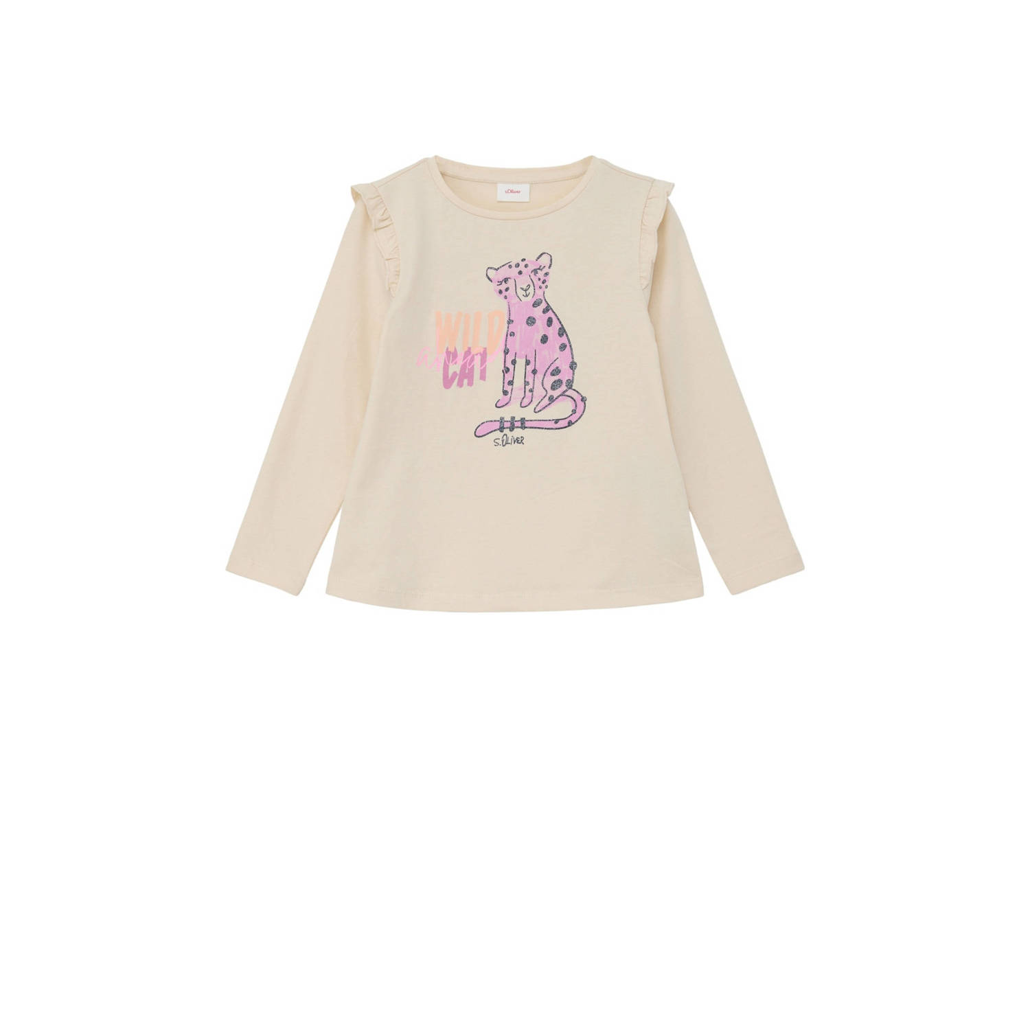 s.Oliver longsleeve met printopdruk en volant ecru