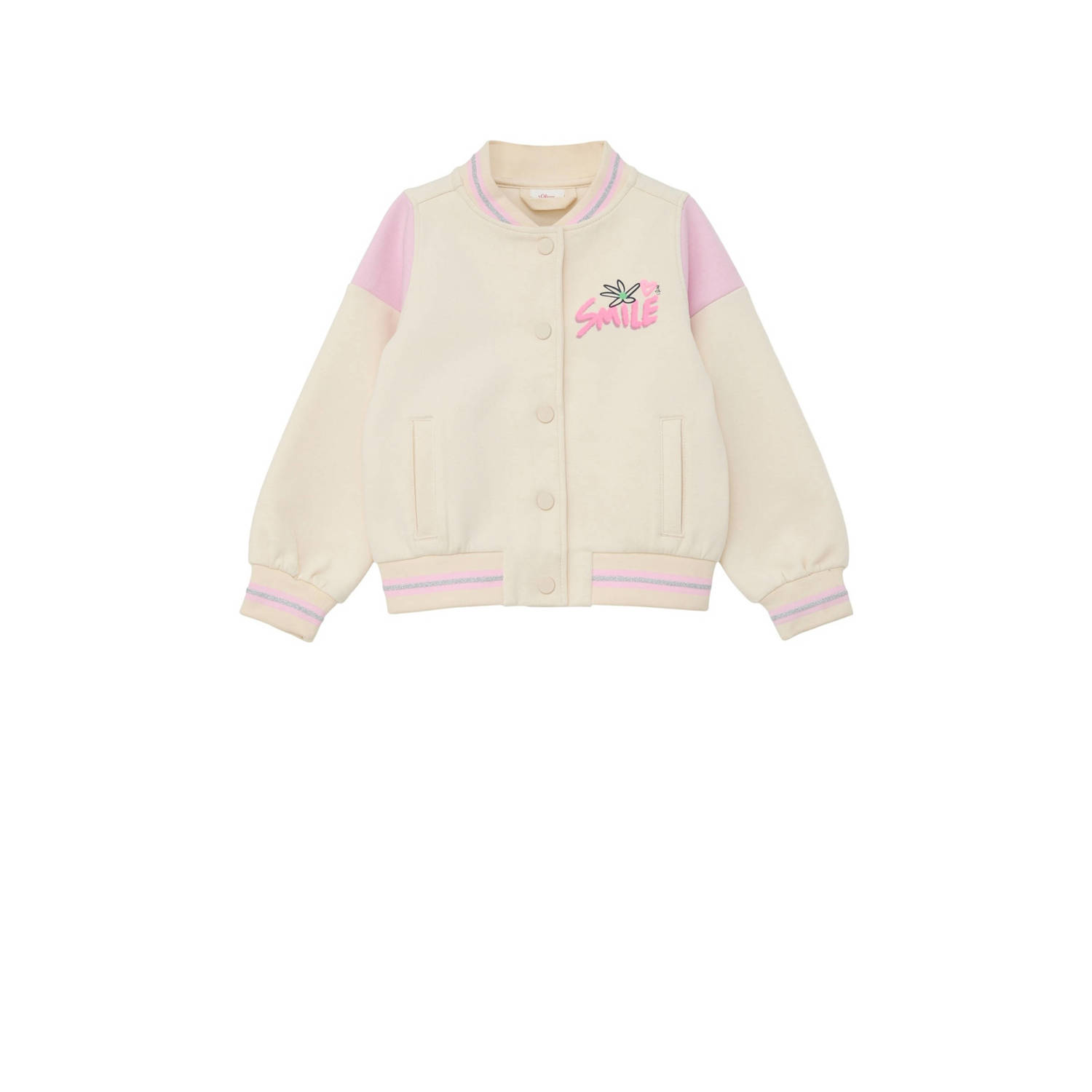 S.Oliver baseball jacket ecru roze Jas Meisjes Stretchkatoen Opstaande kraag 116 122