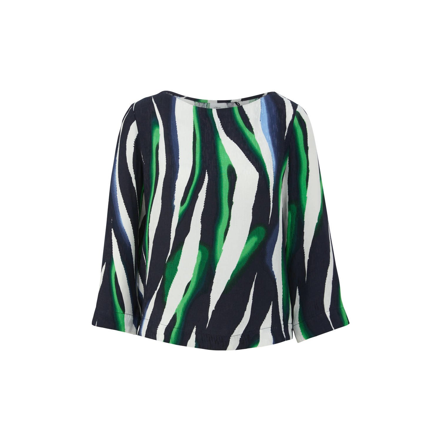 S.Oliver BLACK LABEL blousetop met all over print marine groen