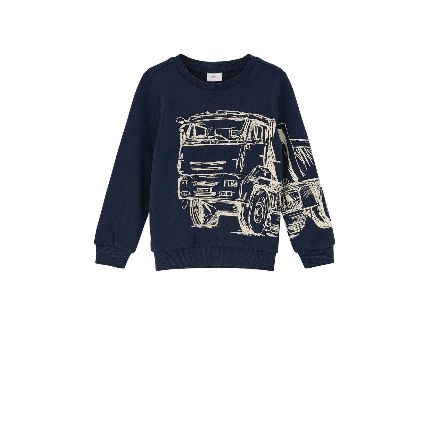 S.Oliver sweater met printopdruk donkerblauw Printopdruk 104 110