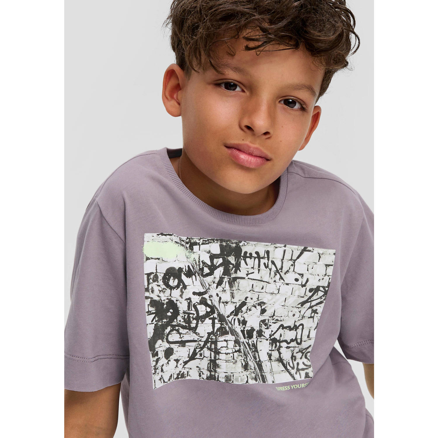 s.Oliver T-shirt met printopdruk grijs