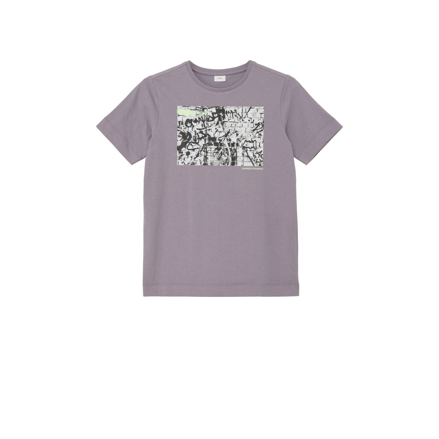 S.Oliver T-shirt met printopdruk grijs Jongens Katoen Ronde hals Printopdruk 146 152
