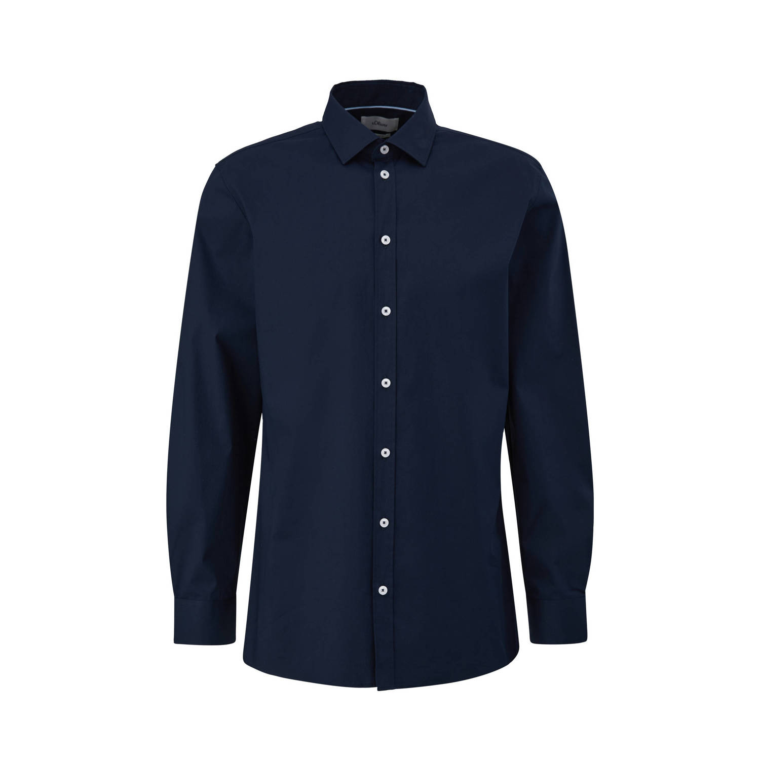 s.Oliver BLACK LABEL slim fit overhemd blauw zwart