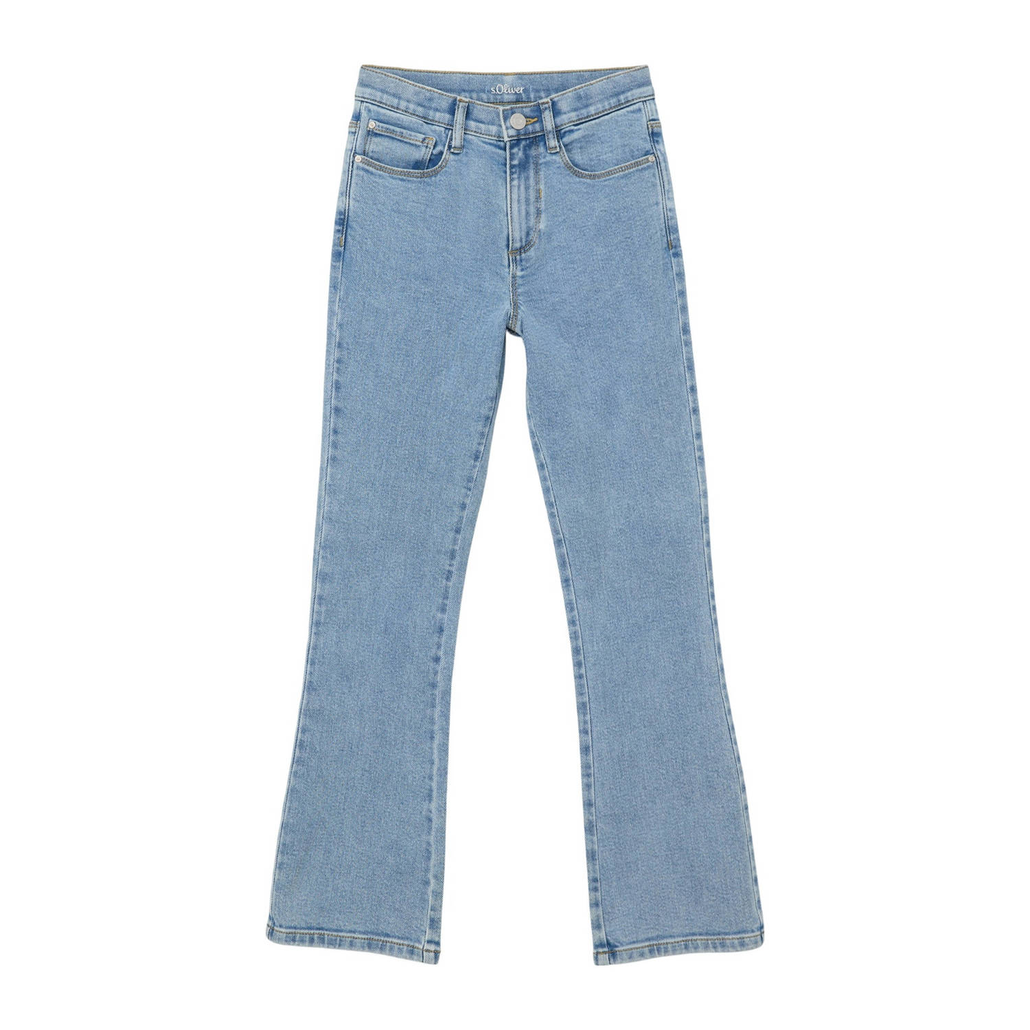 S.Oliver flared jeans light denim Blauw Meisjes Stretchdenim Effen 134