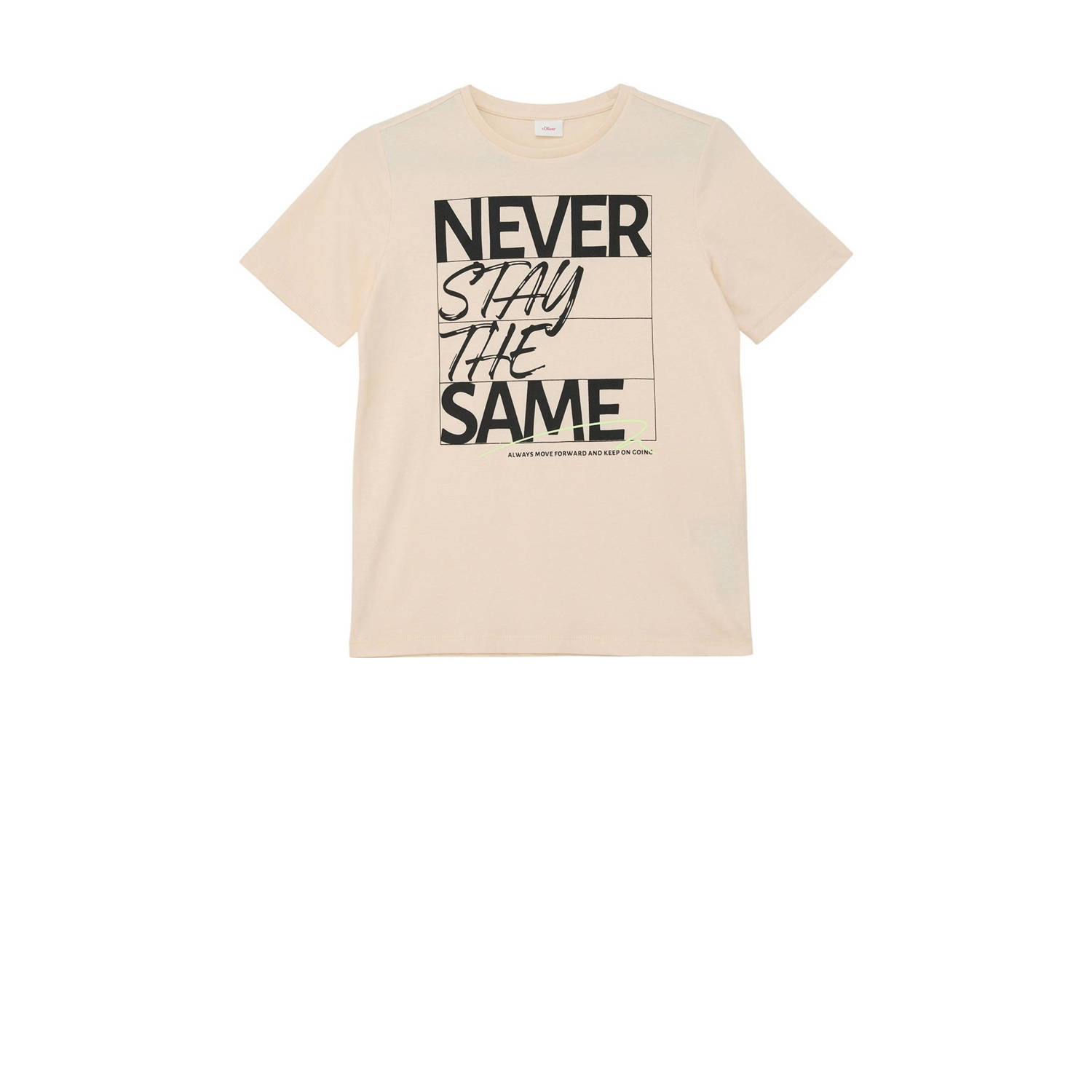 S.Oliver T-shirt met printopdruk beige Jongens Katoen Ronde hals Printopdruk 140