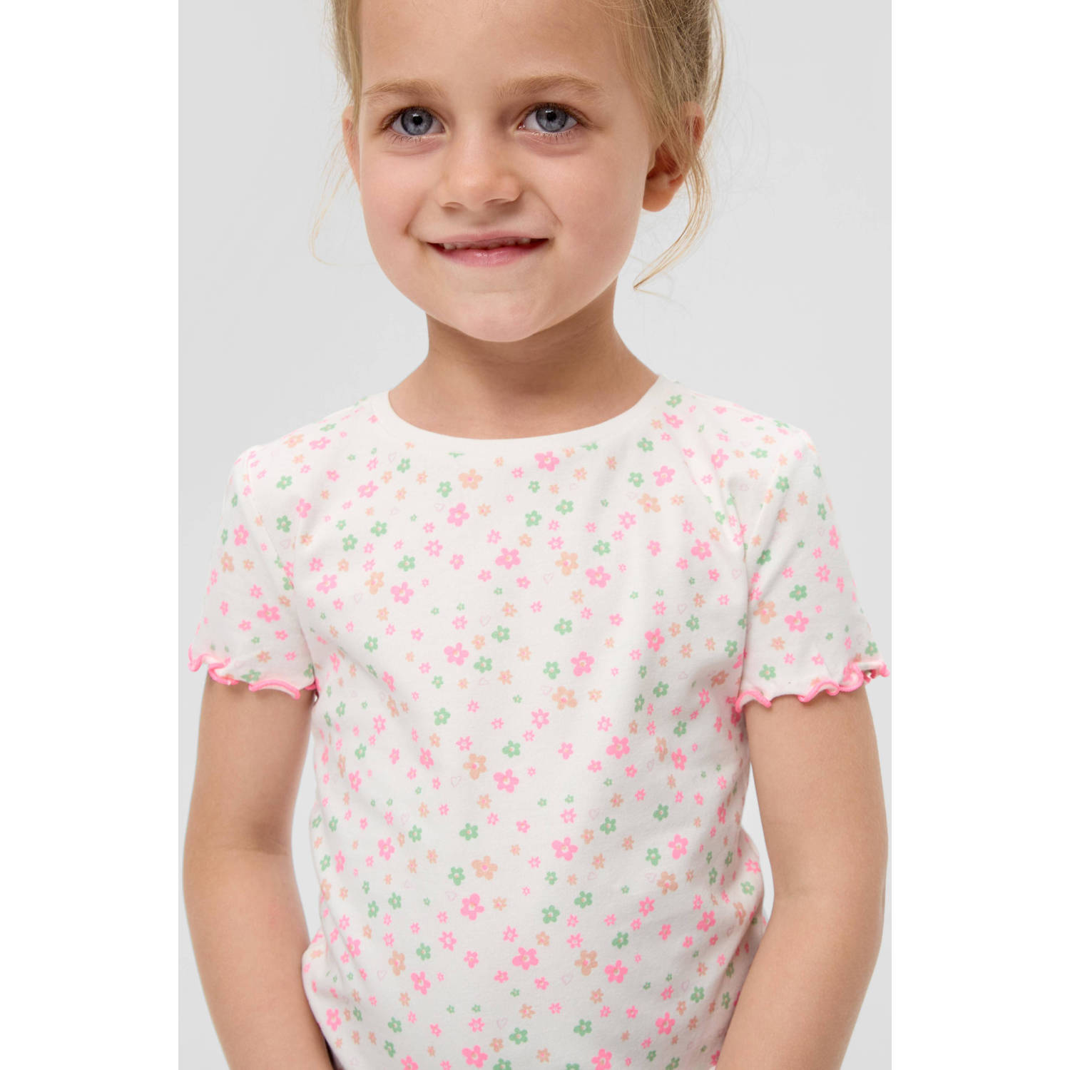 s.Oliver gebloemd T-shirt wit roze