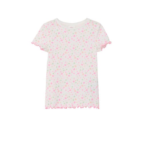 s.Oliver gebloemd T-shirt wit/roze