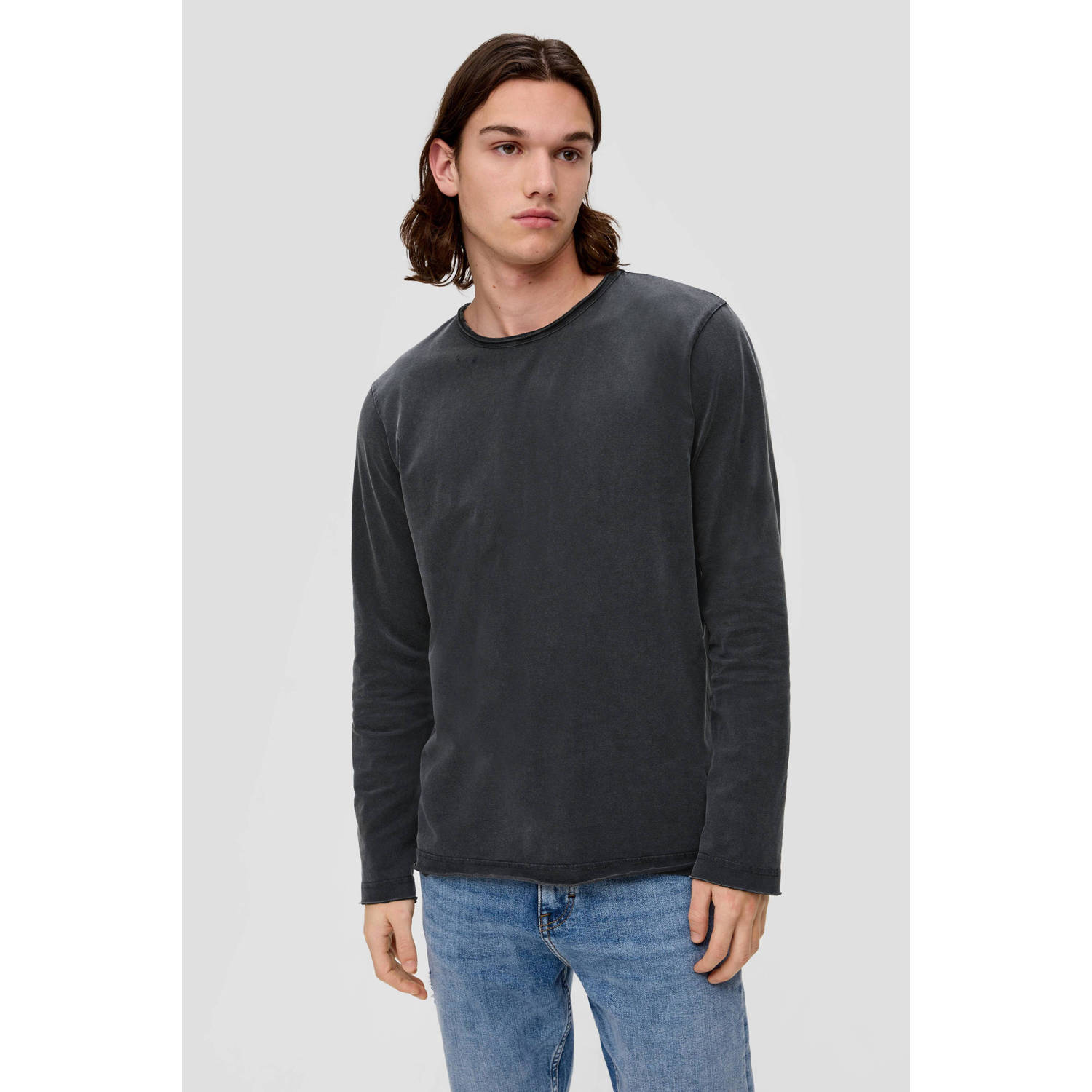 Q S by s.Oliver regular fit longsleeve antraciet