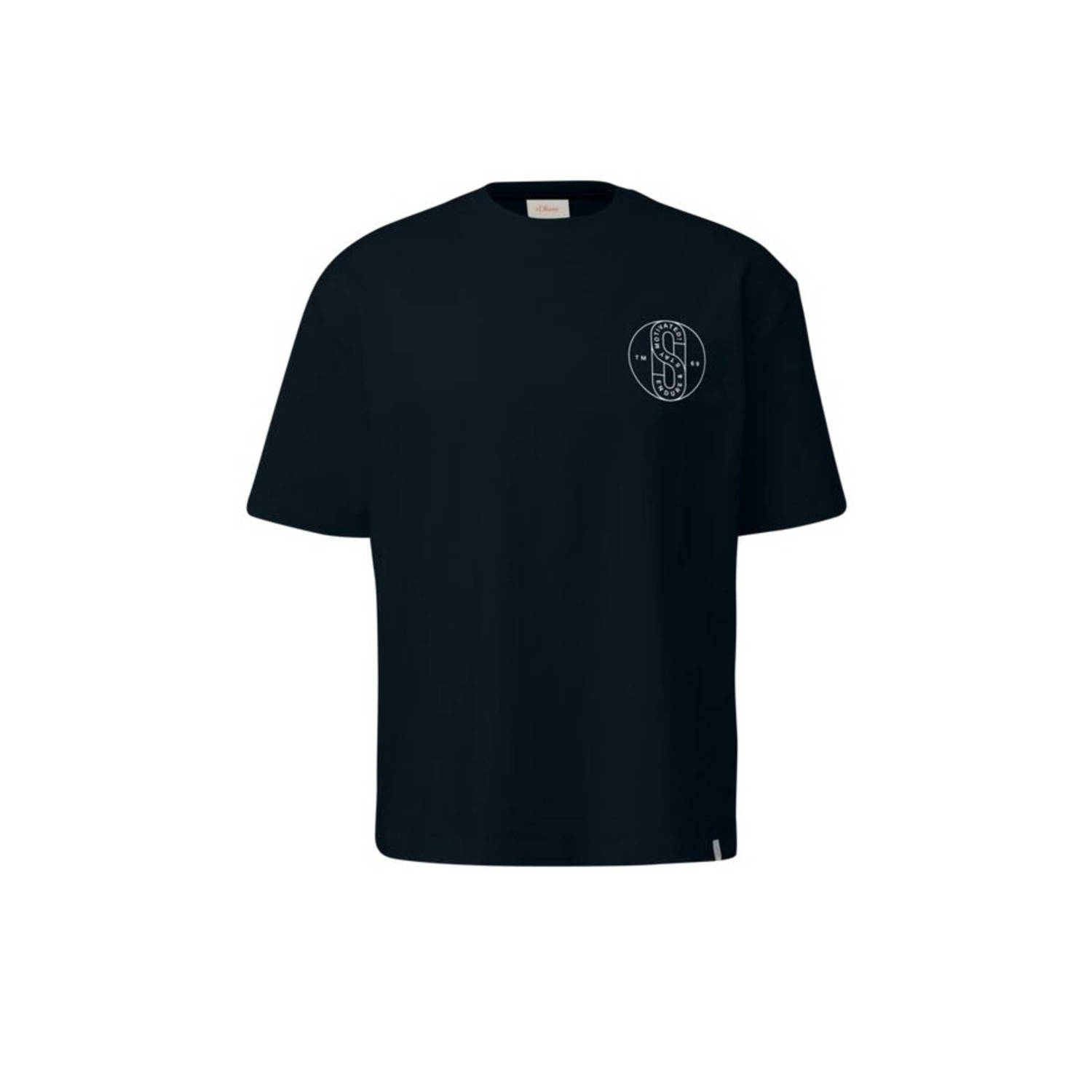 S.Oliver regular fit T-shirt met printopdruk blauw zwart