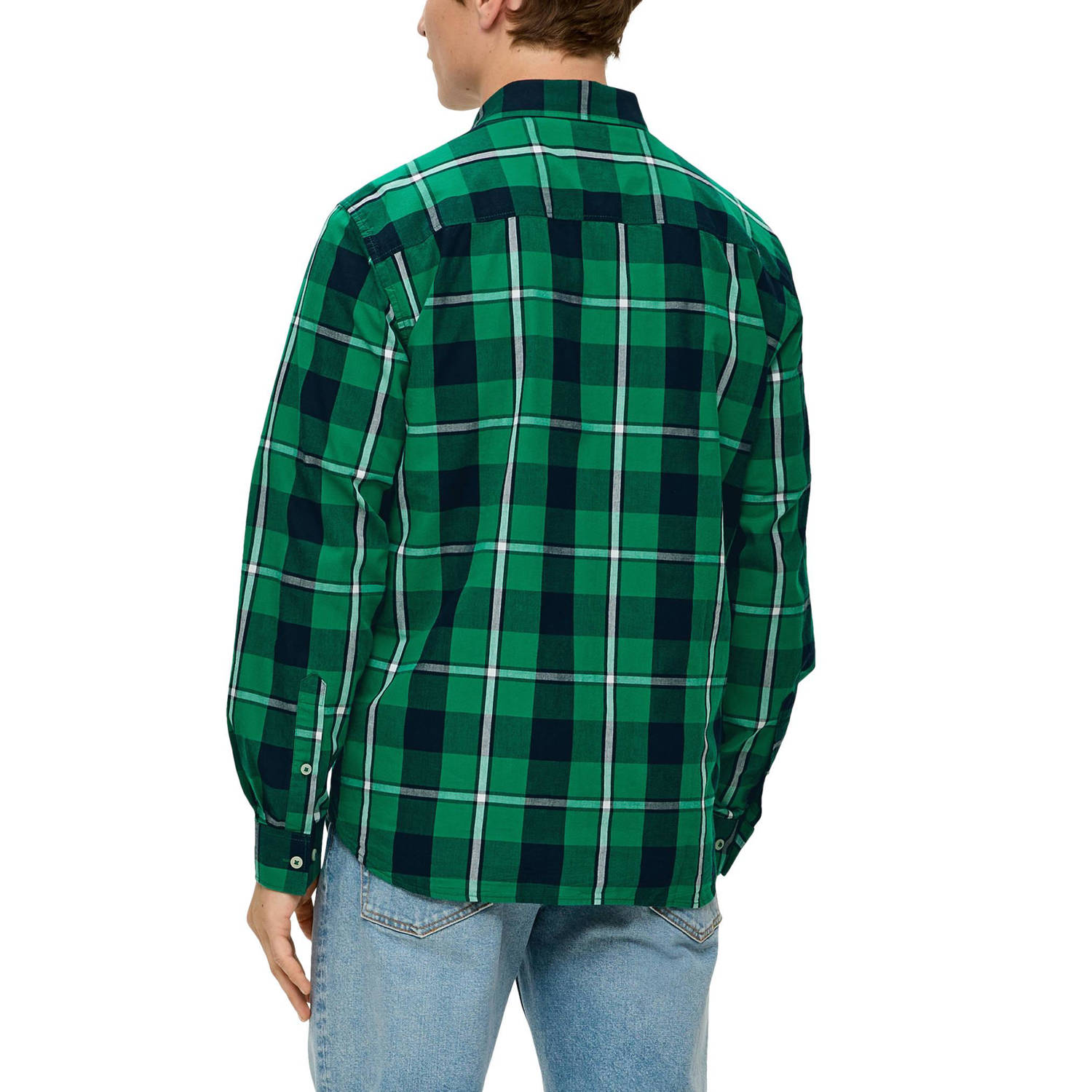 s.Oliver geruit regular fit overhemd groen