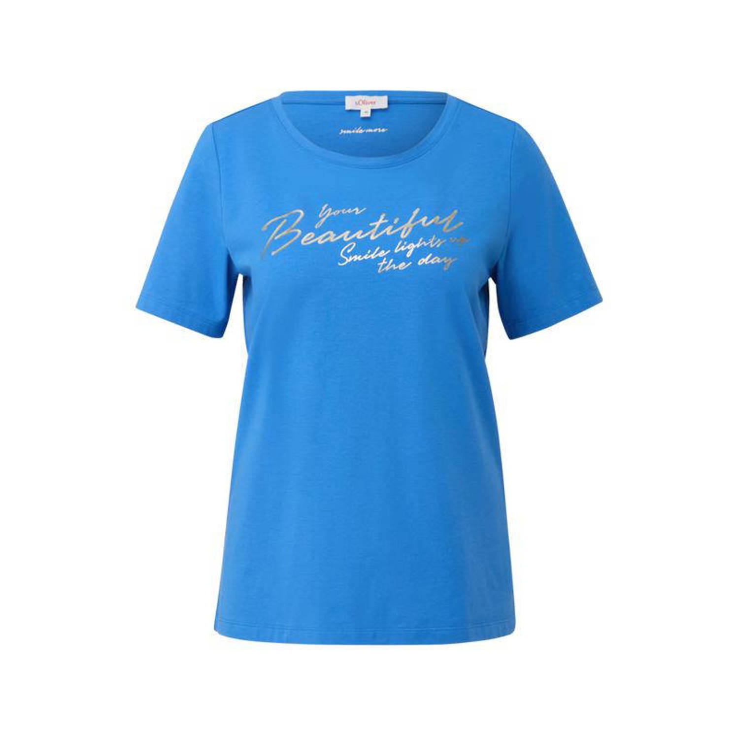 S.Oliver T-shirt met tekst blauw