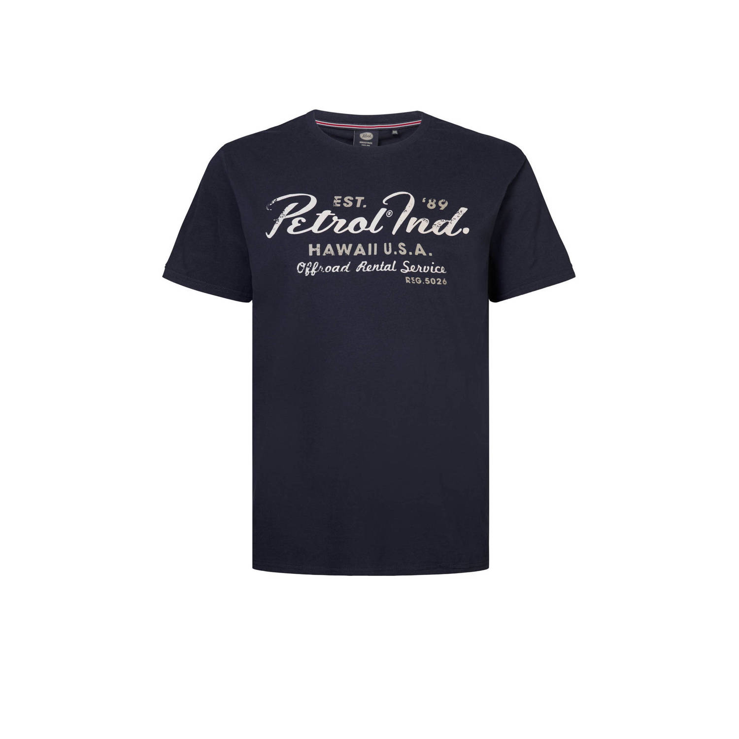 Petrol industries plus-size T-shirt met printopdruk navy blue