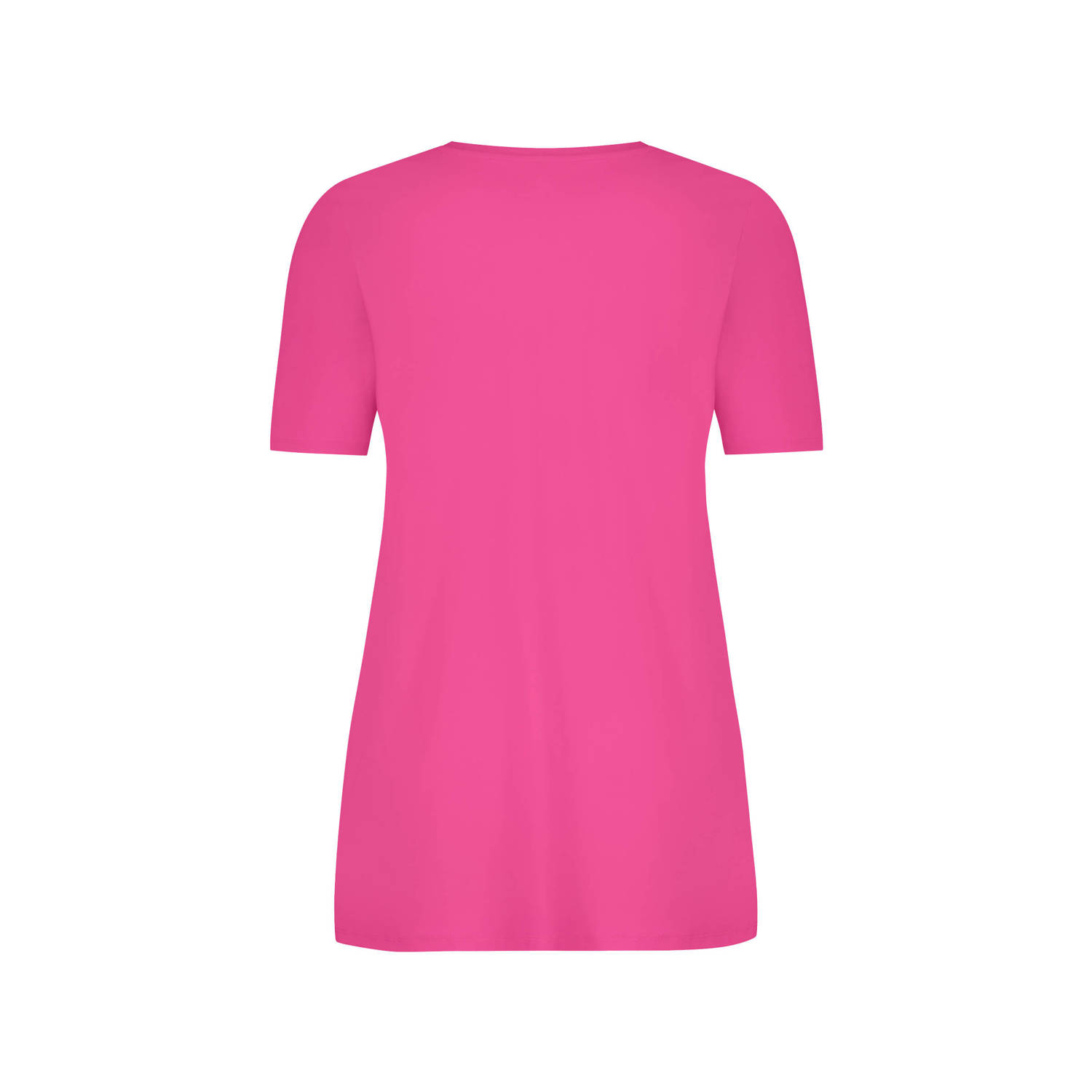 Plus Basics T-shirt van travelstof roze