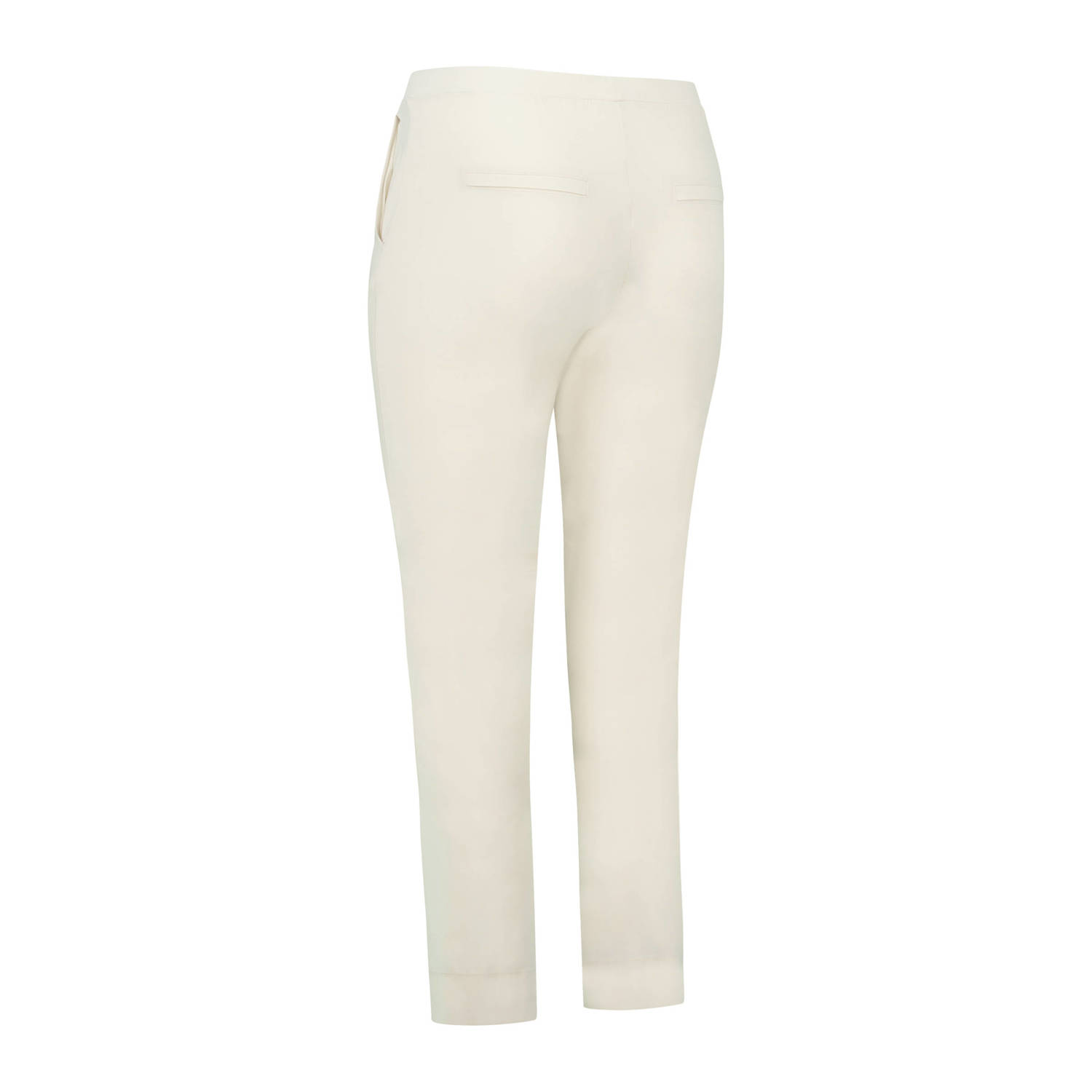 Plus Basics slim fit pantalon van travelstof creme