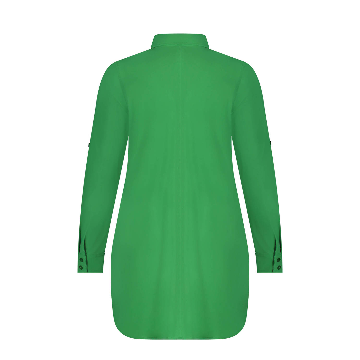 Plus Basics blouse van travelstof groen