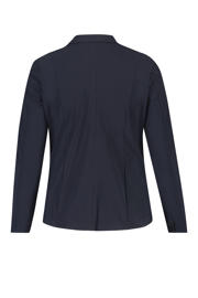 thumbnail: Blauwe dames Plus Basics rechtvallende blazer van travelstof met effen, lange mouwen en reverskraag