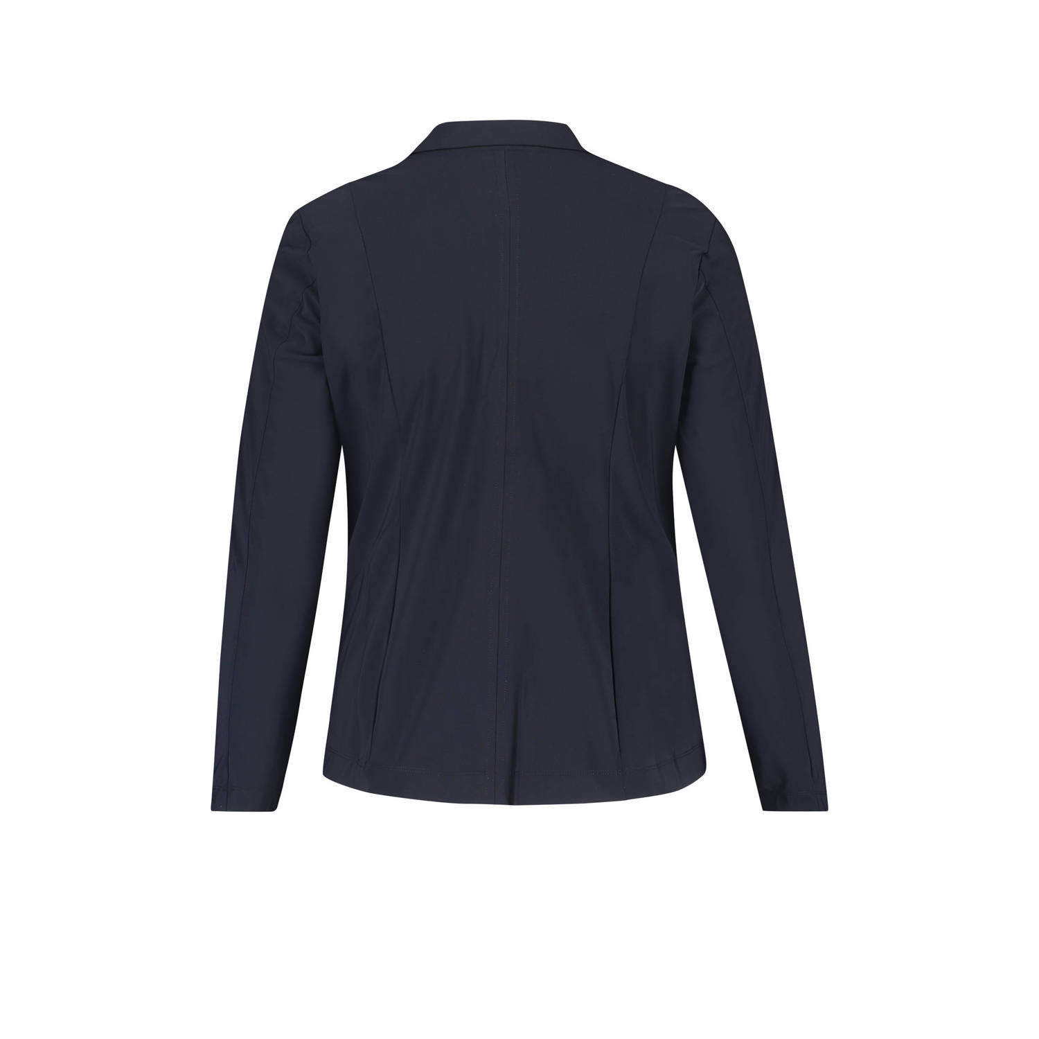 Plus Basics rechtvallende blazer van travelstof blauw