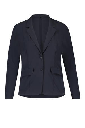 rechtvallende blazer van travelstof blauw