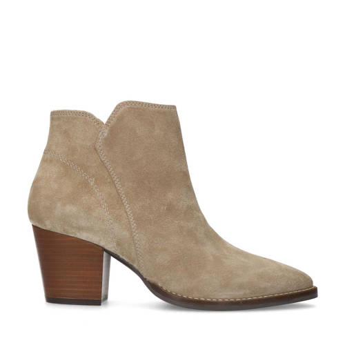 Manfield suède enkellaarzen beige afbeelding