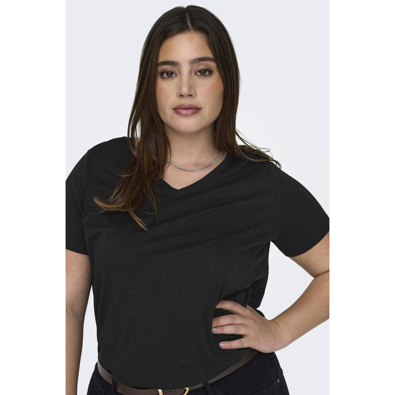 ONLY CARMAKOMA Shirt met V-hals CARBONNIE LIFE S S V A-SHAPE TEE NOOS