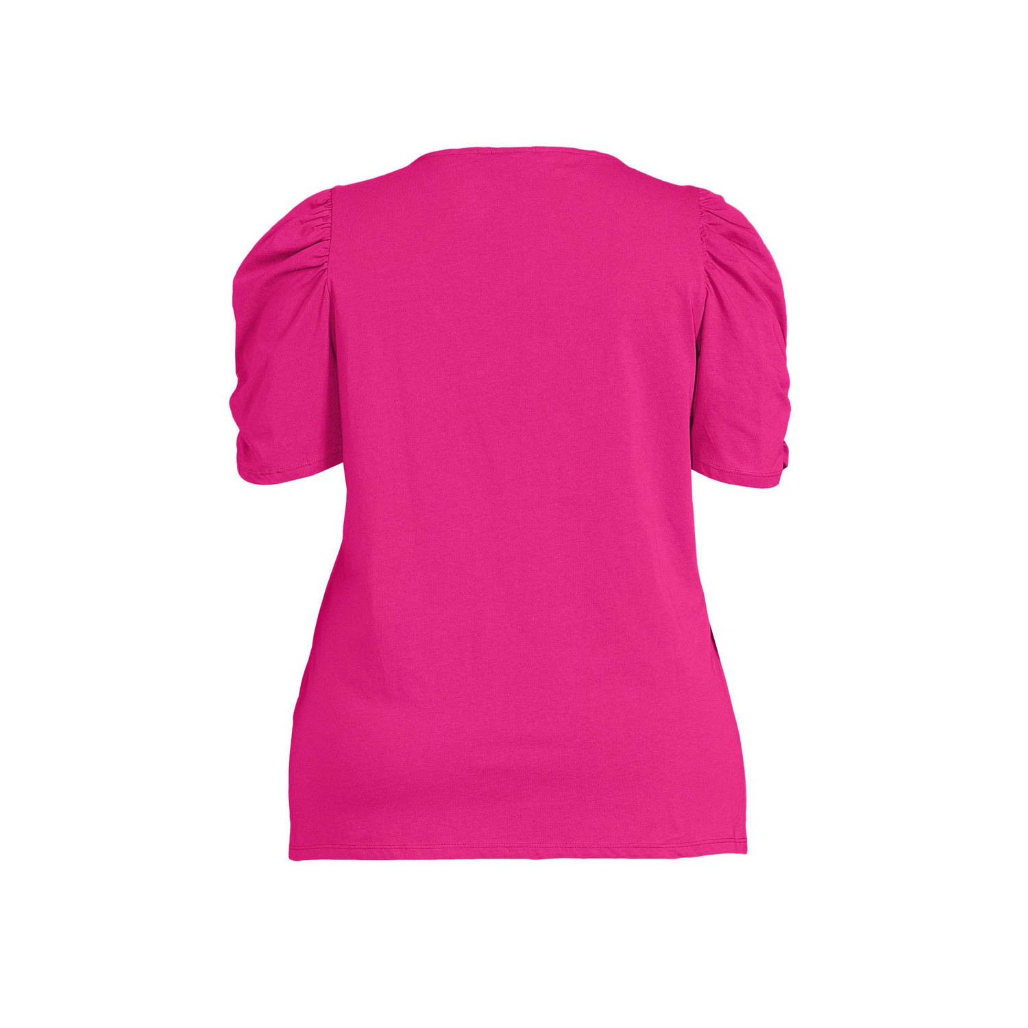 ONLY CARMAKOMA T-shirt CARDRAVY met plooien roze
