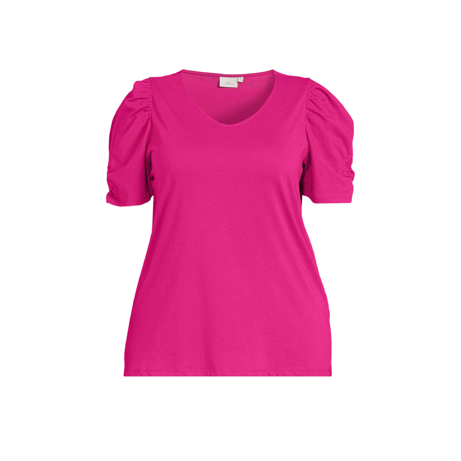 ONLY CARMAKOMA T-shirt CARDRAVY met plooien roze