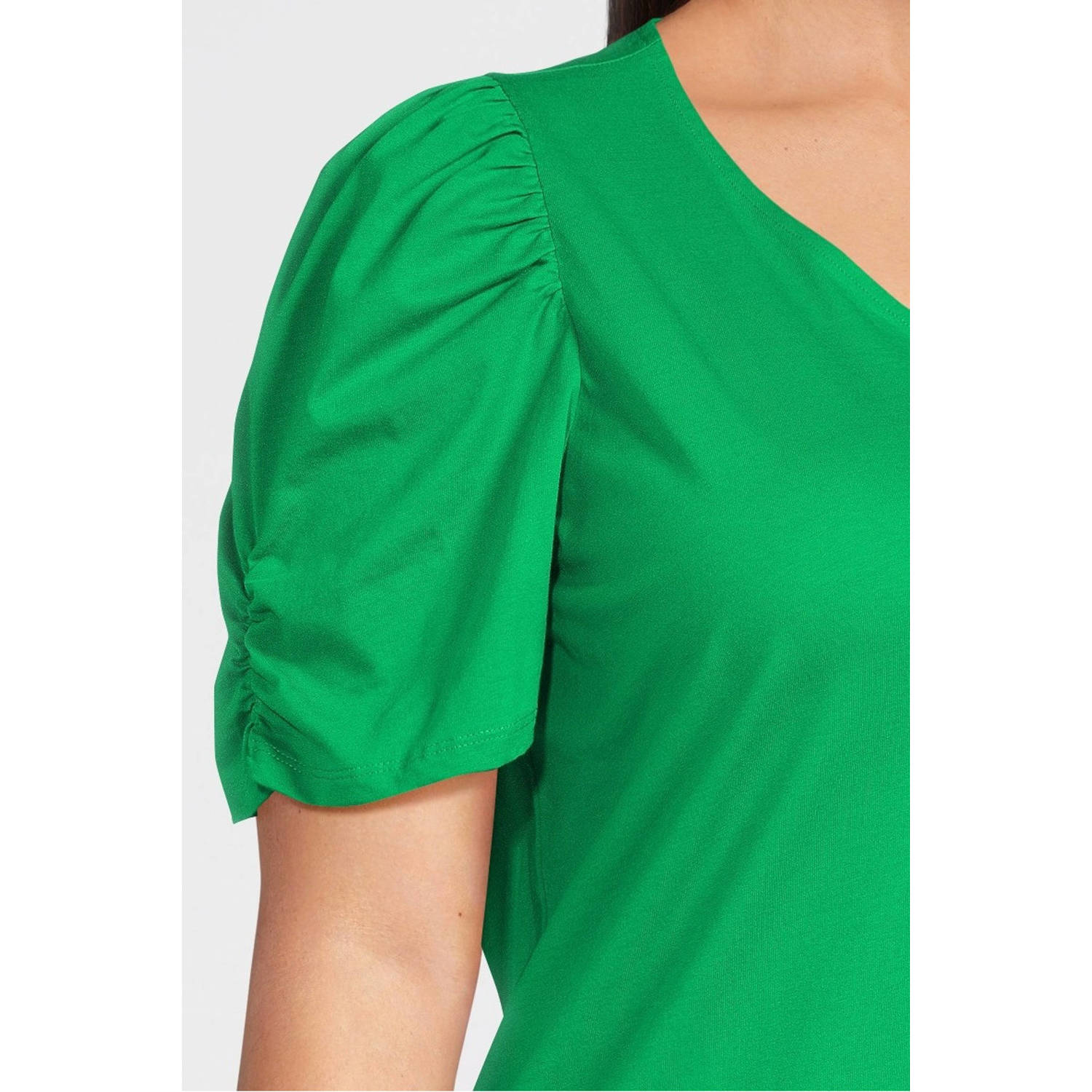 ONLY CARMAKOMA T-shirt CARDRAVY met plooien groen