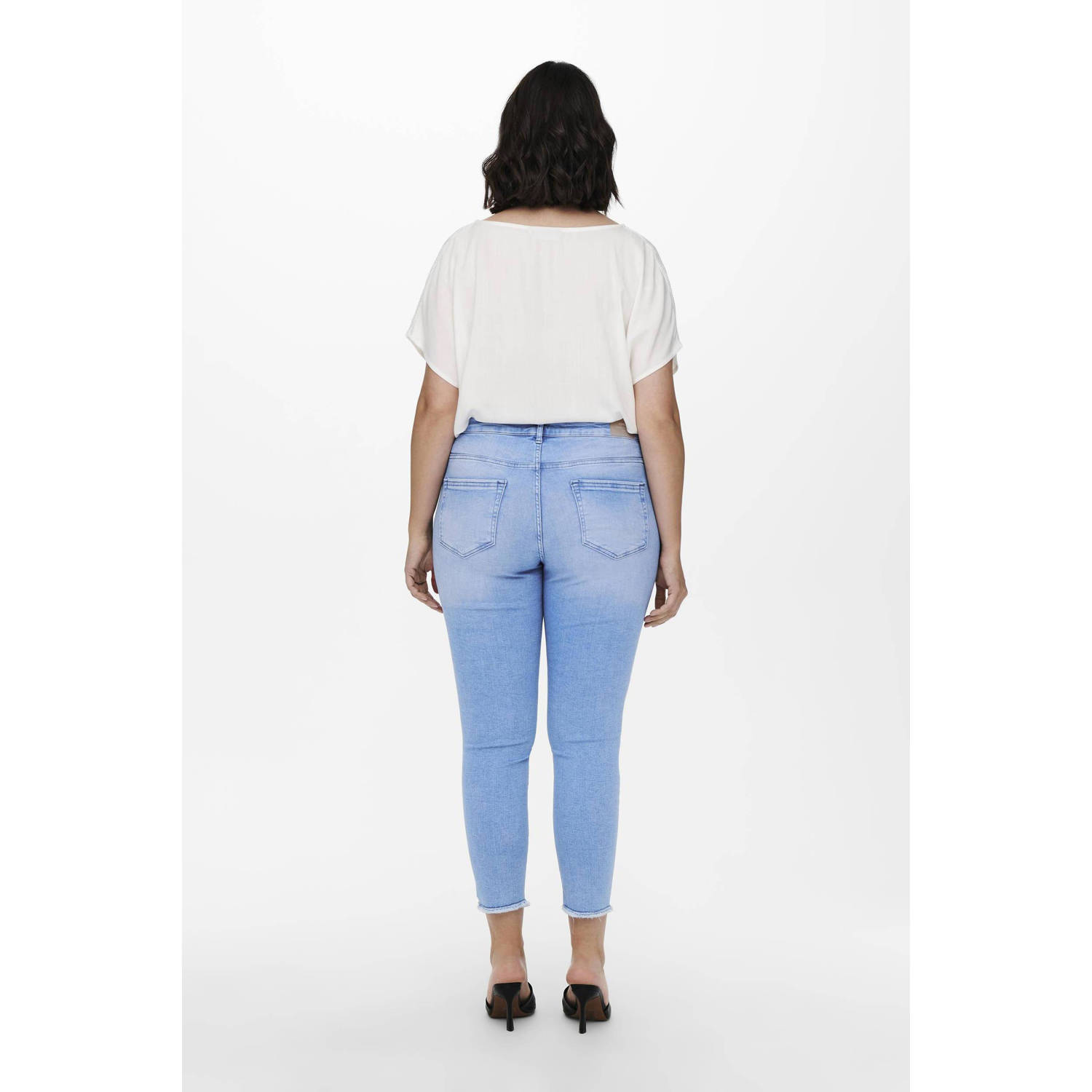 ONLY CARMAKOMA cropped skinny jeans Carwilly light blue denim
