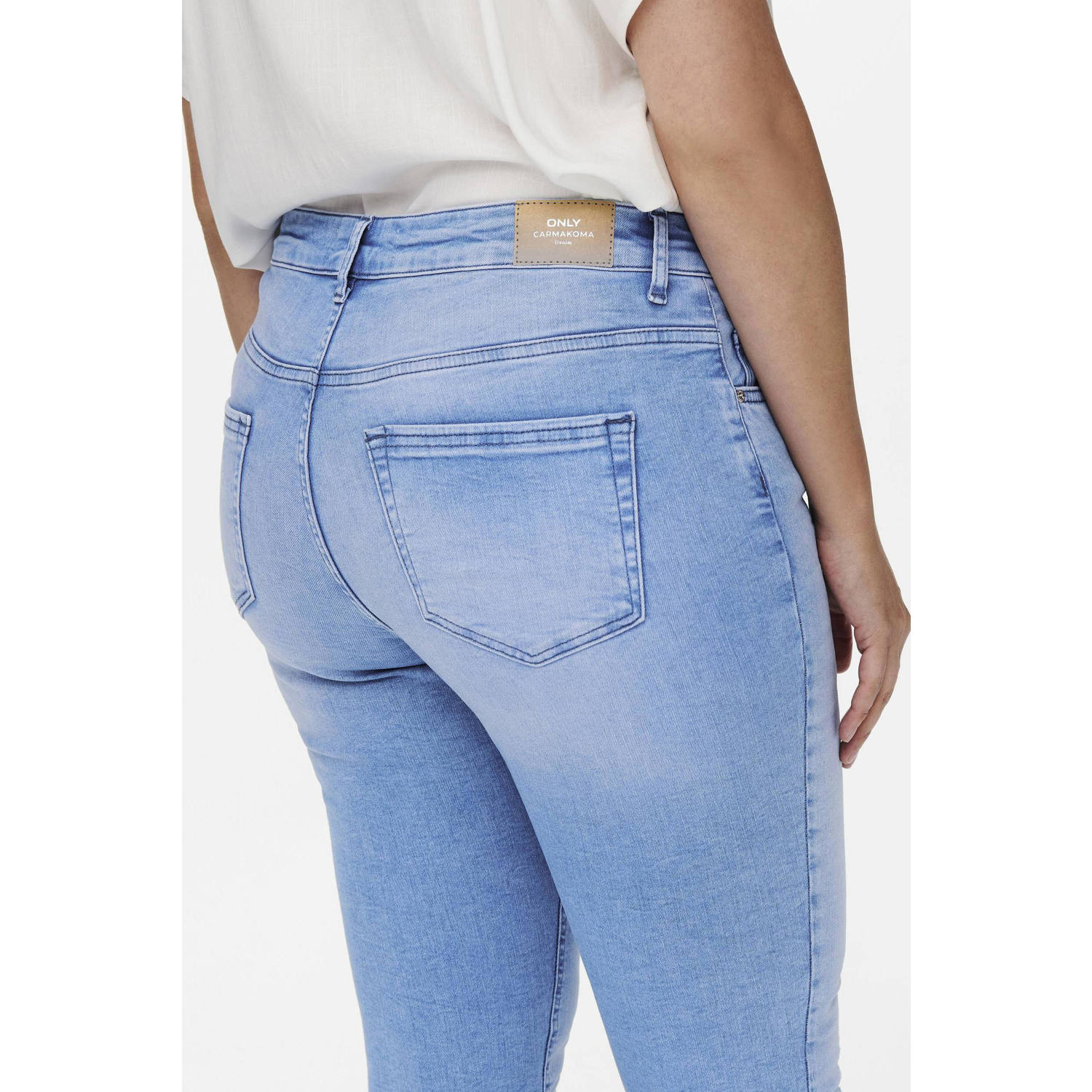 ONLY CARMAKOMA cropped skinny jeans Carwilly light blue denim