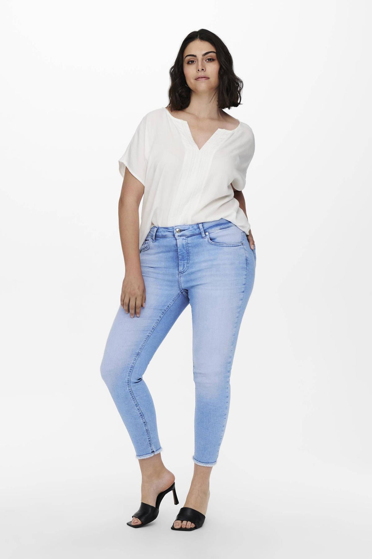 ONLY CARMAKOMA WILLY ANKEL JEANS HVID
