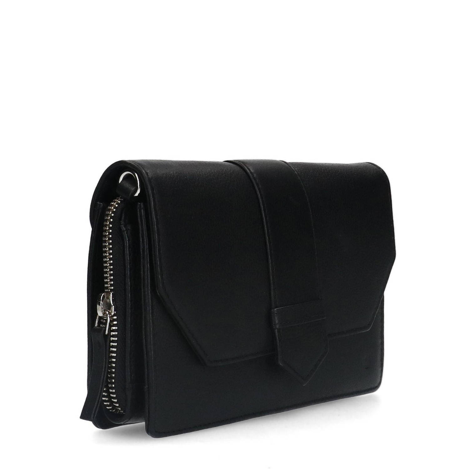 Manfield leren crossbody tas zwart