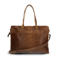 Manfield leren shopper met crocoprint cognac