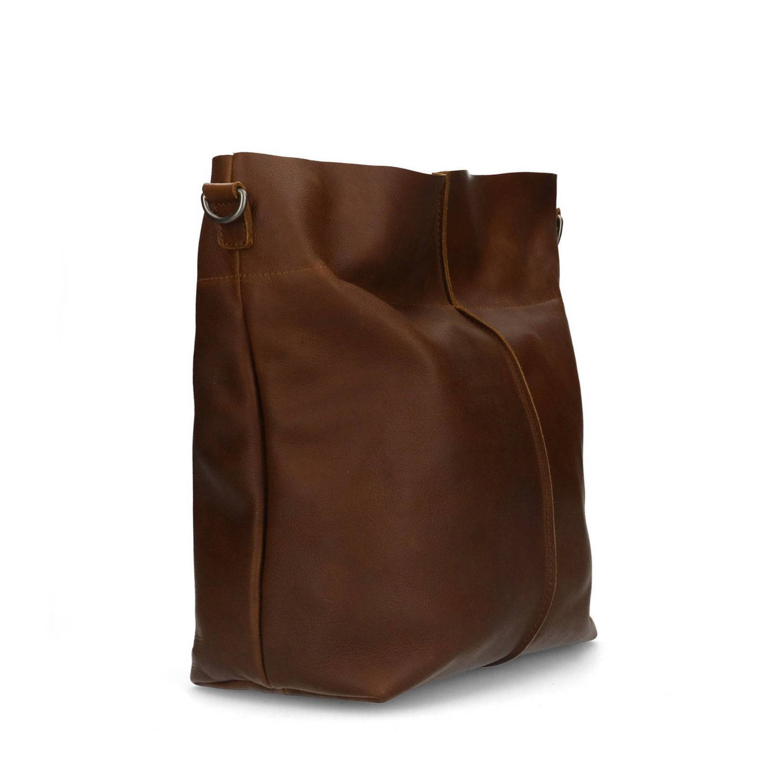 Manfield leren crossbody tas cognac