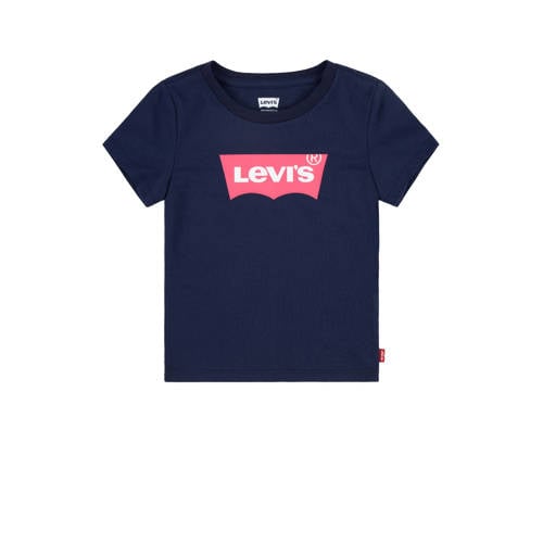 Levi's Kids T-shirt BATWING met logo donkerblauw/roze afbeelding