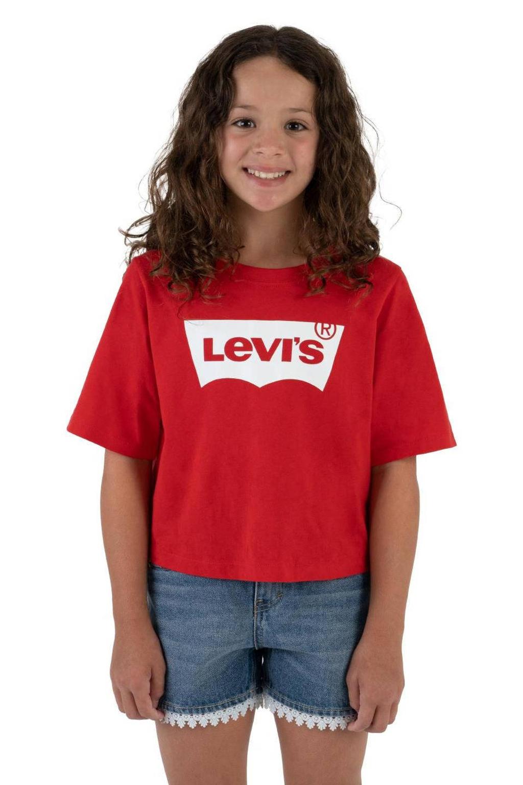 Levi's Kids T-shirt LIGHT BRIGHT MEET & GREET met logo rood/wit