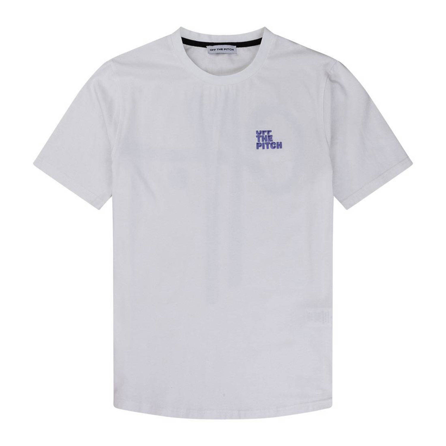 Off The Pitch slim fit T-shirt Fullstop met backprint off white