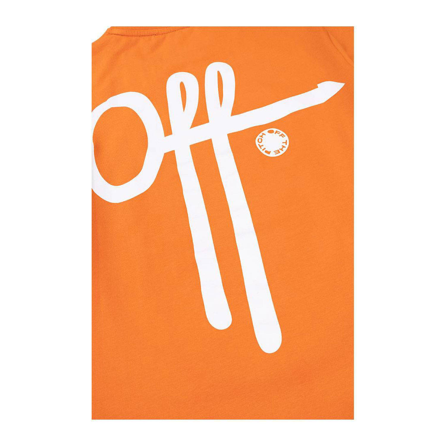 Off The Pitch slim fit T-shirt Fullstop met backprint coral orange