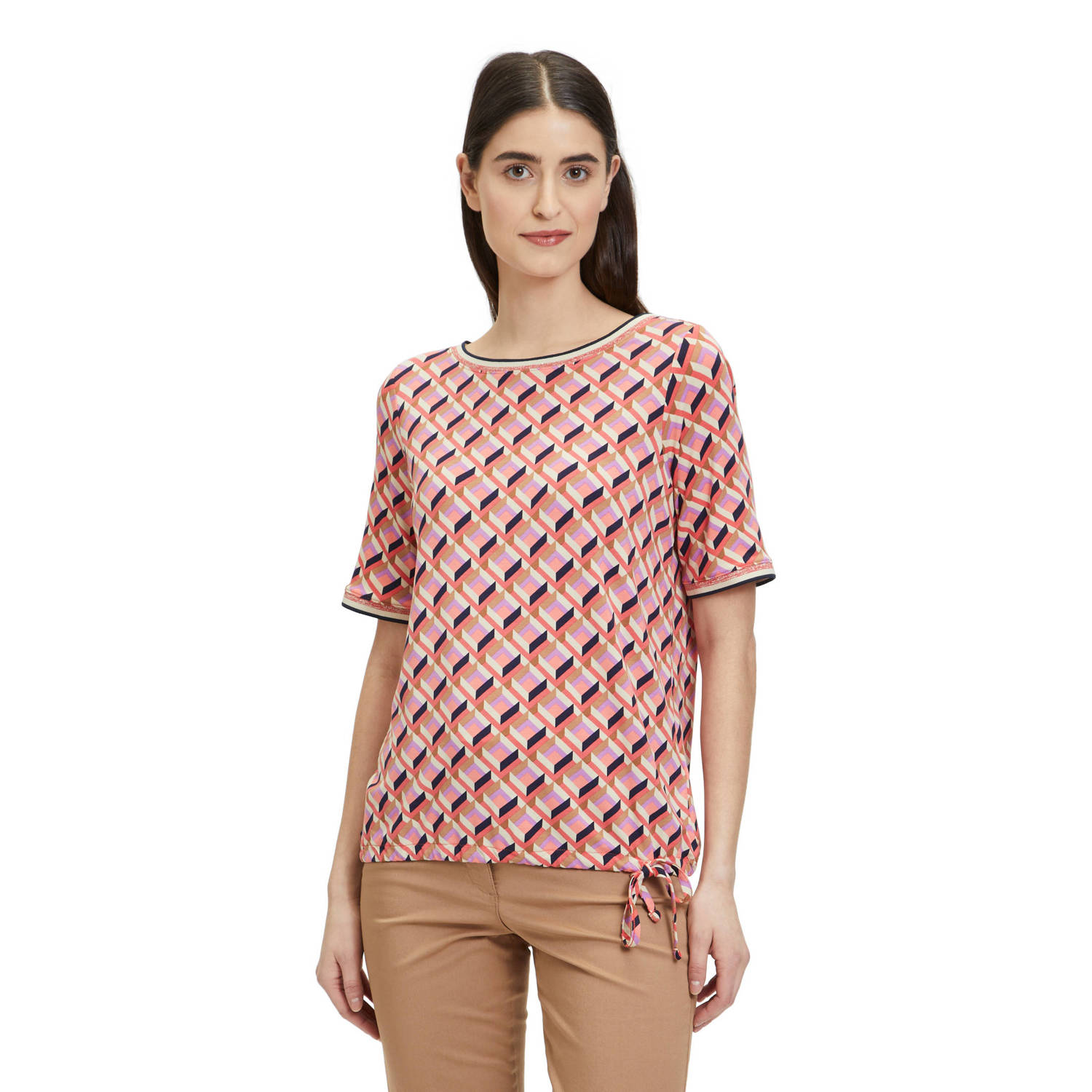 Betty Barclay Allover Bedrukte T-shirt met koord Red Dames