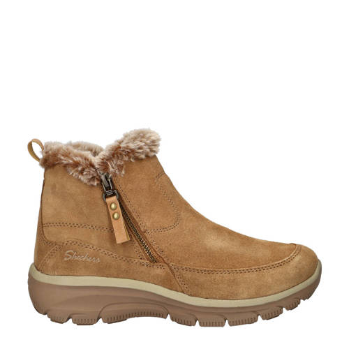 Skechers Easy Going gevoerde suède enkelboots cognac afbeelding
